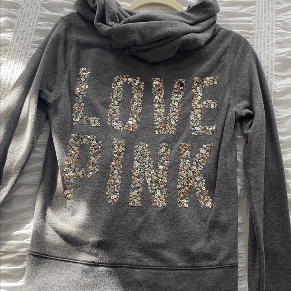 VS Pink Sequin Zip Up Hoodie